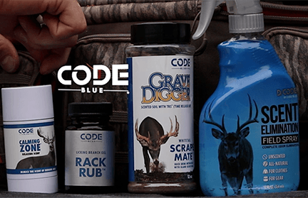 Code Blue Calming Zone Rack Rub, Scrape Mate and Scent Eliminator Field Spray 