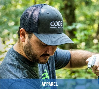 Hunter Wearing Code Blue Branded Hat